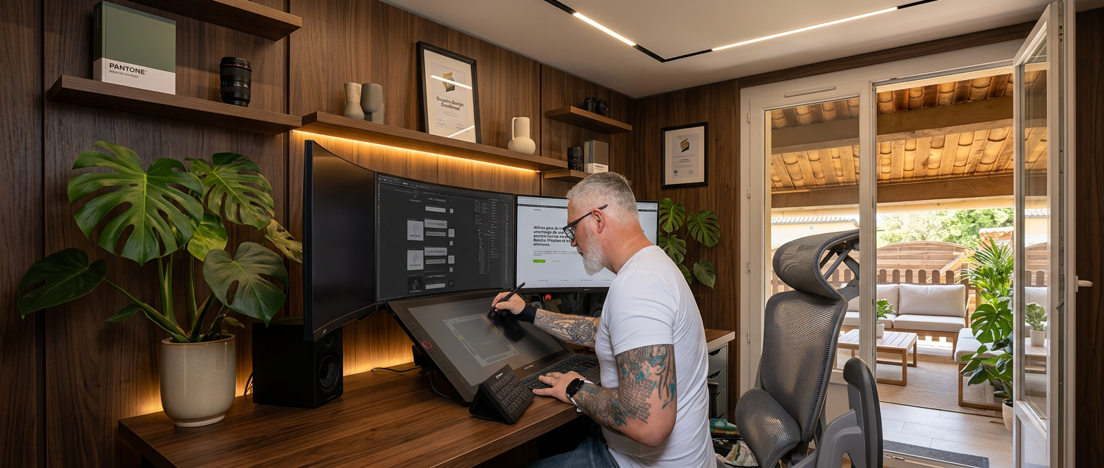 graphiste en train de travailler, graphic designer working